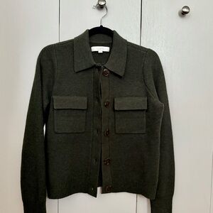 LOFT Olive Green Cropped Cardigan Jacket
